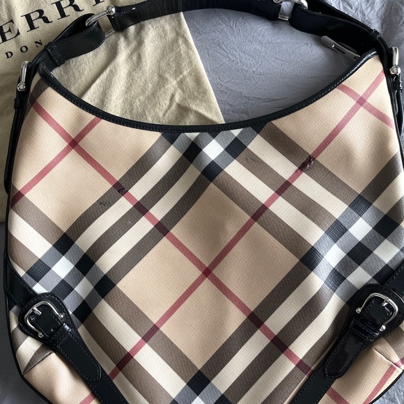 Authentic Burberry Supernova Check Large Larkin Hobo Bag - Picture 2 of 15